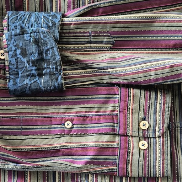 Georg Roth LA Medium Slim Fit Purple Multi Striped Cotton Polyester Long Sleeve - Picture 7 of 11